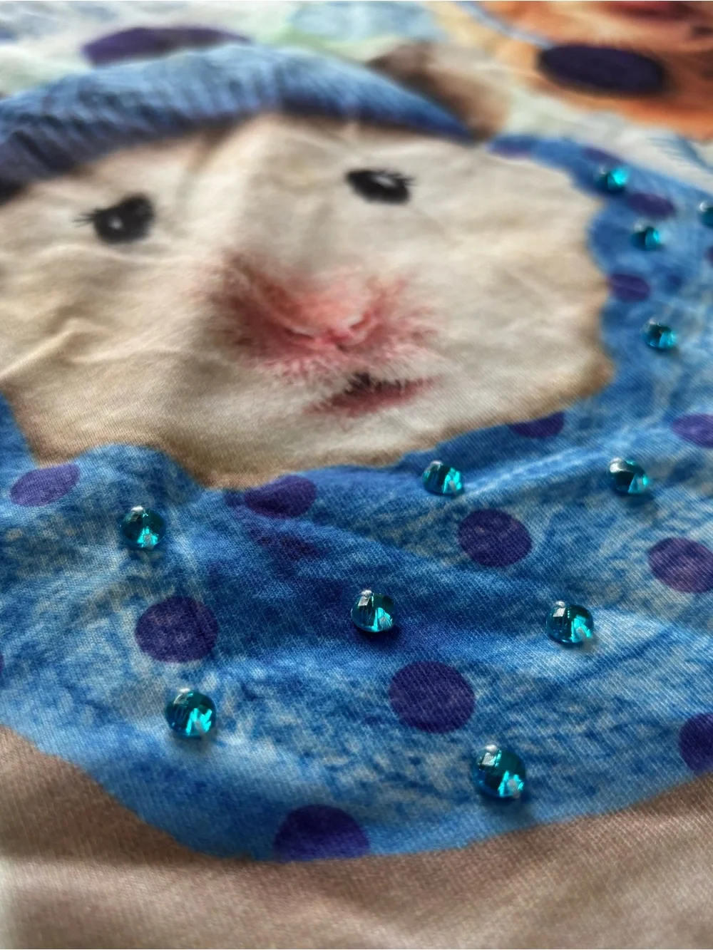 Justice Girls Size 18 Winter Hamster Ice Skating Rhinestone Graphic Tee NWT